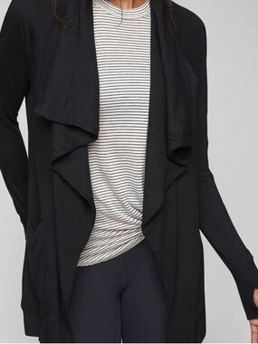 Athleta Studio Wrap Black Open Cardigan